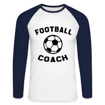 Football Coach | Gift football coach coach - Unisex Long Sleeve Baseball T-Shirt - white/navy - Front - Nik (191cm)