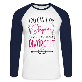 Happy Divorce Party You Can't Fix - Unisex Baseballshirt langarm - Weiß/Navy - Vorne - Nik (191cm)
