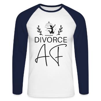Happy Divorce Party Divorce Af - Unisex Long Sleeve Baseball T-Shirt - white/navy - Front - Nik (191cm)