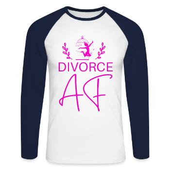 Happy Divorce Party Divorce Af - Unisex Long Sleeve Baseball T-Shirt - white/navy - Front - Nik (191cm)