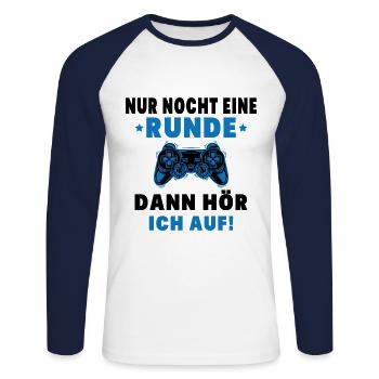 Nur noch eine Runde dann hör ich auf - Unisex Baseballshirt langarm - Weiß/Navy - Vorne - Nik (191cm)