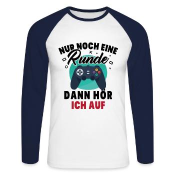 Nur noch eine Runde dann hör ich auf - Unisex Baseballshirt langarm - Weiß/Navy - Vorne - Nik (191cm)