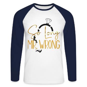 Bonne fête de divorce si longtemps M. - T-shirt baseball manches longues Homme - blanc/marine - Devant - Nik (191cm)