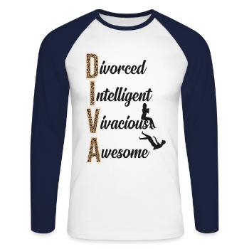 Happy Divorce Party Divorced - Unisex Long Sleeve Baseball T-Shirt - white/navy - Front - Nik (191cm)
