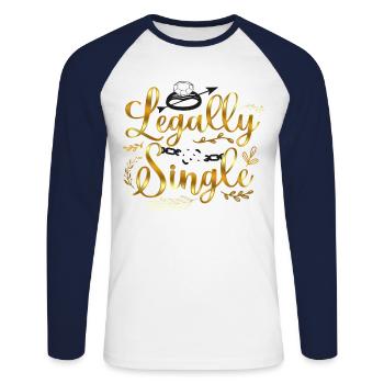 Happy Divorce Party Legally Single - Unisex Long Sleeve Baseball T-Shirt - white/navy - Front - Nik (191cm)