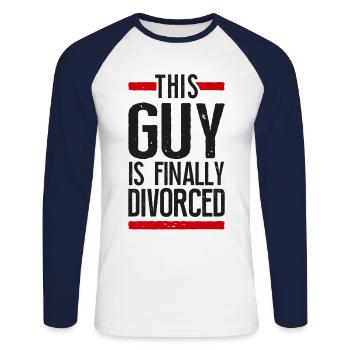 Happy Divorce Party This Guy Is - Unisex Baseballshirt langarm - Weiß/Navy - Vorne - Nik (191cm)