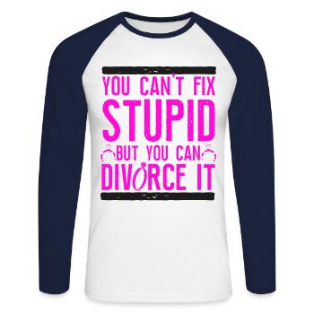 Happy Divorce Party You Can't Fix - Unisex Baseballshirt langarm - Weiß/Navy - Vorne - Nik (191cm)