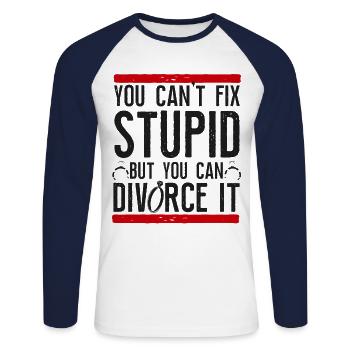 Happy Divorce Party You Can't Fix - Unisex Baseballshirt langarm - Weiß/Navy - Vorne - Nik (191cm)