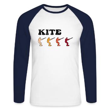Kite Surfing Retro - Unisex Long Sleeve Baseball T-Shirt - white/navy - Front - Nik (191cm)