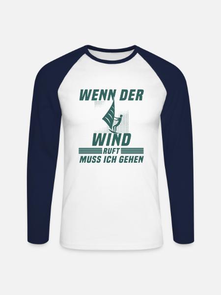 Kite surfen Spruch - Unisex Baseballshirt langarm - Weiß/Navy