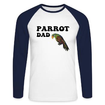 Papageien Papa - Unisex Baseballshirt langarm - Weiß/Navy - Vorne - Nik (191cm)