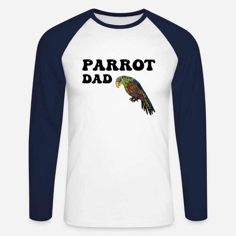 Papageien Papa - Unisex Baseballshirt langarm - Weiß/Navy