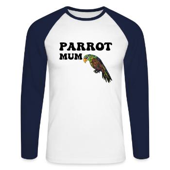 Perroquets Maman - T-shirt baseball manches longues Homme - blanc/marine - Devant - Nik (191cm)