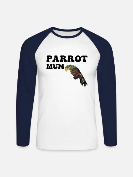Perroquets Maman - T-shirt baseball manches longues Homme - blanc/marine