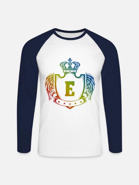 E Buchstabe Wappen - Unisex Baseballshirt langarm - Weiß/Navy