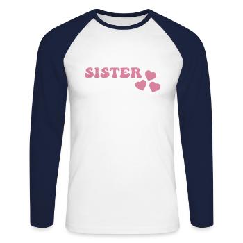 Schwester - Unisex Baseballshirt langarm - Weiß/Navy - Vorne - Nik (191cm)