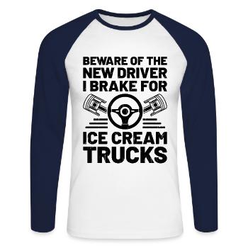 Driving License Passed New Driver Permit Driving S - Unisex Long Sleeve Baseball T-Shirt - white/navy - Front - Nik (191cm)