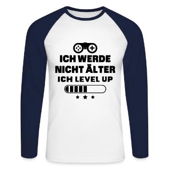 Ich Level Up Gaming Gaming Birthday - Unisex Baseballshirt langarm - Weiß/Navy - Vorne - Nik (191cm)