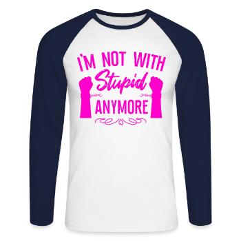 Happy Divorce Party I'm Not With - Unisex Long Sleeve Baseball T-Shirt - white/navy - Front - Nik (191cm)