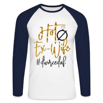 Happy Divorce Party Hot Ex-Wife - Unisex Baseballshirt langarm - Weiß/Navy - Vorne - Nik (191cm)
