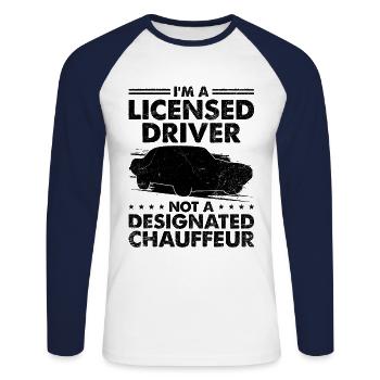 Driving License Passed New Driver Permit Driving S - Unisex Long Sleeve Baseball T-Shirt - white/navy - Front - Nik (191cm)