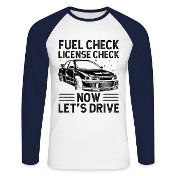 Driving License Passed New Driver Permit Driving S - Unisex Long Sleeve Baseball T-Shirt - white/navy - Front - Nik (191cm)