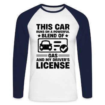 Führerschein bestanden Neuer Führerschein Fahren S - Unisex Baseballshirt langarm - Weiß/Navy - Vorne - Nik (191cm)