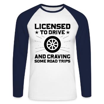 Driving License Passed New Driver Permit Driving S - Unisex Long Sleeve Baseball T-Shirt - white/navy - Front - Nik (191cm)