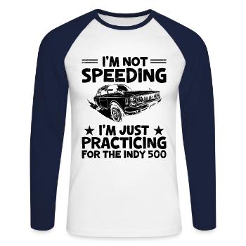 Führerschein bestanden Neuer Führerschein Fahren S - Unisex Baseballshirt langarm - Weiß/Navy - Vorne - Nik (191cm)