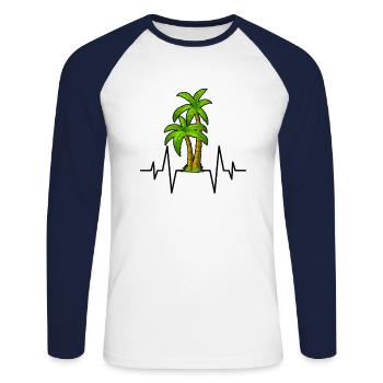Battement de cœur de paume - T-shirt baseball manches longues Homme - blanc/marine - Devant - Nik (191cm)