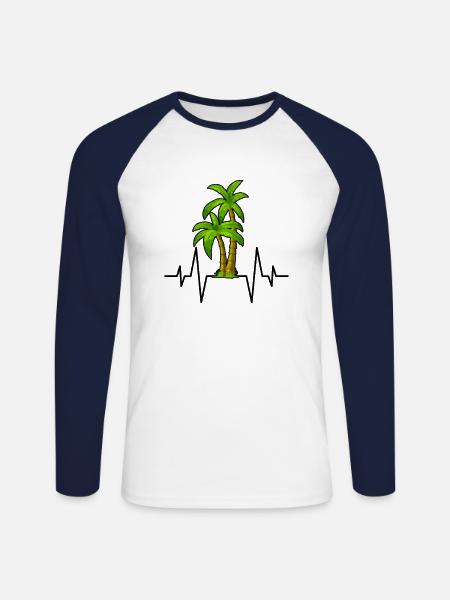 Palm heartbeat - Unisex Long Sleeve Baseball T-Shirt - white/navy