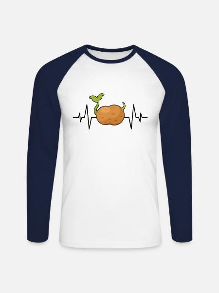 Kartoffel Herzschlag - Unisex Baseballshirt langarm - Weiß/Navy