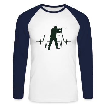 Soldier heartbeat - Unisex Long Sleeve Baseball T-Shirt - white/navy - Front - Nik (191cm)