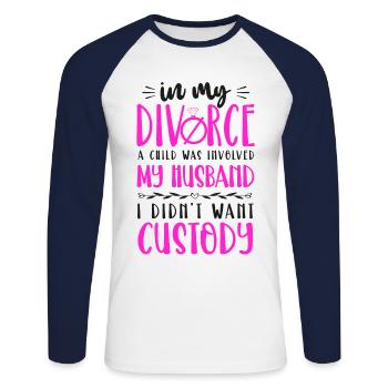 Happy Divorce Party In My Divorce - Unisex Baseballshirt langarm - Weiß/Navy - Vorne - Nik (191cm)