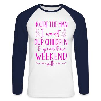 Happy Divorce Party You’re The Man - T-shirt baseball manches longues Homme - blanc/marine - Devant - Nik (191cm)