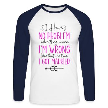Happy Divorce Party I Have No - Unisex Long Sleeve Baseball T-Shirt - white/navy - Front - Nik (191cm)