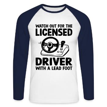 Driving License Passed New Driver Permit Driving S - Unisex Long Sleeve Baseball T-Shirt - white/navy - Front - Nik (191cm)