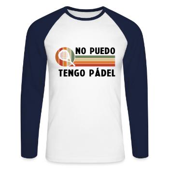 I Can't Have Vintage Padel Padel Racket - Unisex Long Sleeve Baseball T-Shirt - white/navy - Front - Nik (191cm)