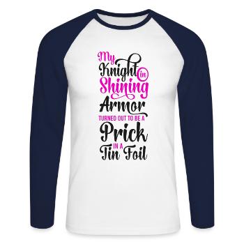 Happy Divorce Party My Knight In - Unisex Baseballshirt langarm - Weiß/Navy - Vorne - Nik (191cm)
