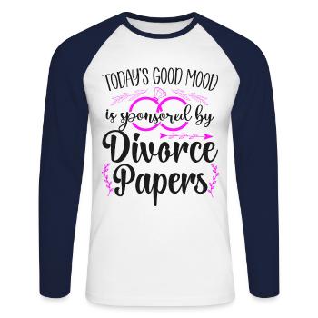Happy Divorce Party Today's Good - Unisex Baseballshirt langarm - Weiß/Navy - Vorne - Nik (191cm)