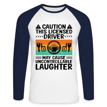 Driving License Passed New Driver Permit Driving S - Unisex Long Sleeve Baseball T-Shirt - white/navy - Front - Nik (191cm)