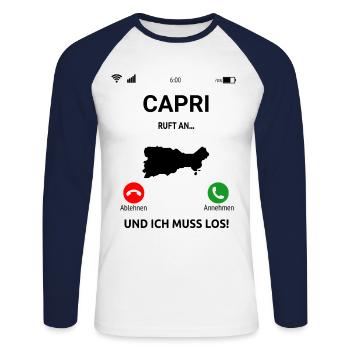 Capri Italien Mittelmeer Insel Urlaub Idee - Unisex Baseballshirt langarm - Weiß/Navy - Vorne - Nik (191cm)