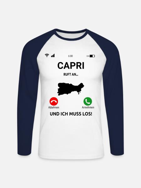 Capri Italien Mittelmeer Insel Urlaub Idee - Unisex Baseballshirt langarm - Weiß/Navy