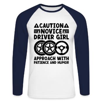Driving License Passed New Driver Permit Driving S - Unisex Long Sleeve Baseball T-Shirt - white/navy - Front - Nik (191cm)