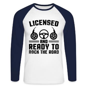 Driving License Passed New Driver Permit Driving S - Unisex Long Sleeve Baseball T-Shirt - white/navy - Front - Nik (191cm)