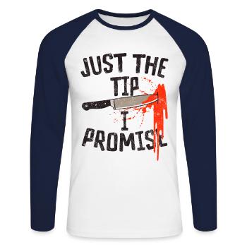 Halloween Men Blood juste le conseil que je promets - T-shirt baseball manches longues Homme - blanc/marine - Devant - Nik (191cm)
