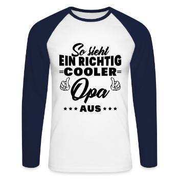 So sieht ein richtig cooler Opa aus Großvater - Unisex Baseballshirt langarm - Weiß/Navy - Vorne - Nik (191cm)