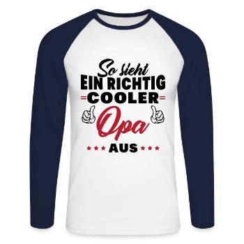 So sieht ein richtig cooler Opa aus Großvater - Unisex Baseballshirt langarm - Weiß/Navy - Vorne - Nik (191cm)