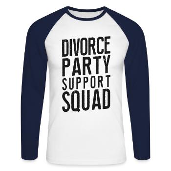 Fête de divorce heureuse Fête de divorce - T-shirt baseball manches longues Homme - blanc/marine - Devant - Nik (191cm)
