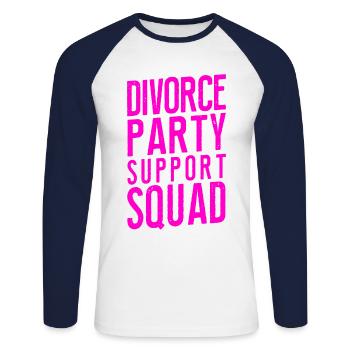 Happy Divorce Party Divorce Party - Unisex Long Sleeve Baseball T-Shirt - white/navy - Front - Nik (191cm)